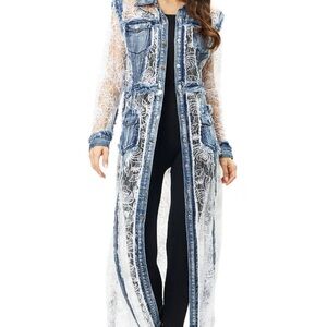 NWT Adore Denim & Lace long Duster/Jacket, size Medium